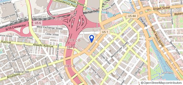 Map of Rhode Island Convention Center & Amica Mutual Pavilion